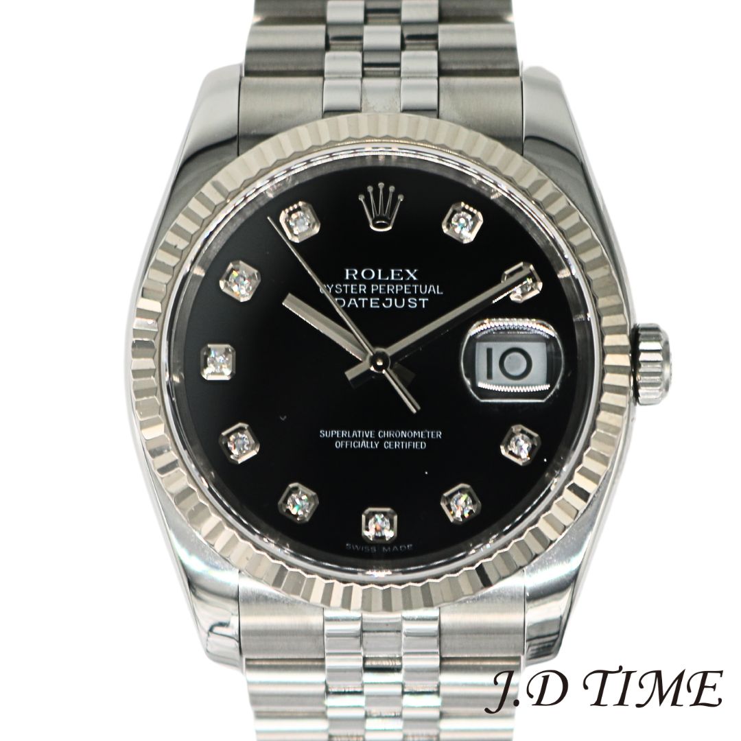 ROLEX【ロレックス】 デイトジャスト36　116234G ブラック文字盤/10Pダイヤモンド SS(ステンレス)×WG(ホワイトゴールド) メンズ【USED】