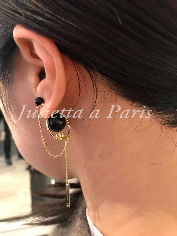 New Dior Pierced Earrings Try Baru Pierced Earrings Black X Gold Boucles D Oreilles Dior Tribales France Fashion Accessories Earrings Pierced