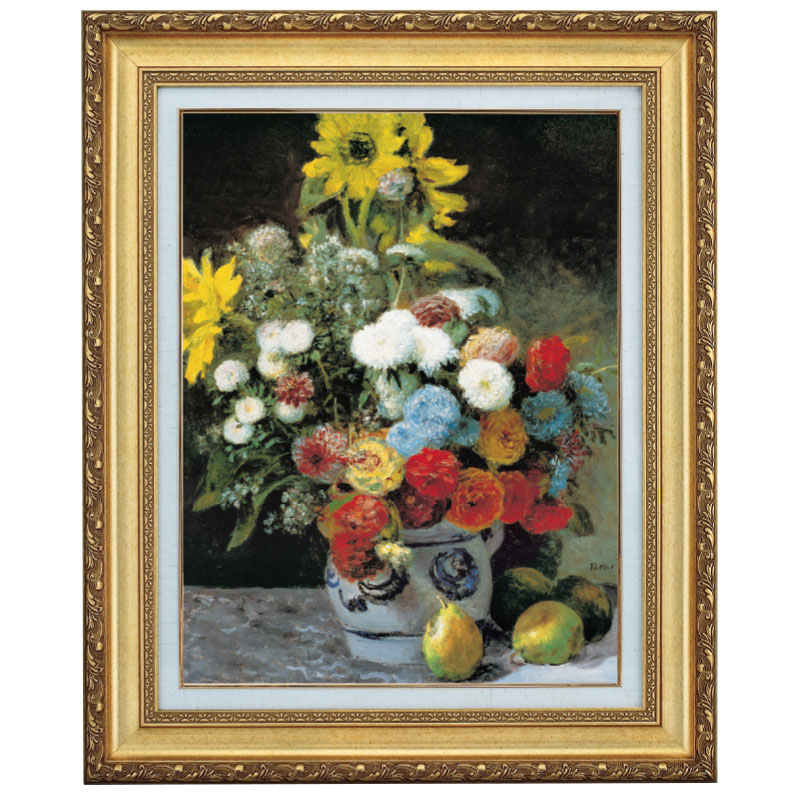 花の絵画 ゴールドフレーム付き ルノワール【大きな花瓶の花　高級複製画 楽天市場】【受注生産品】 ルノワール【大きな花瓶の花】［ac