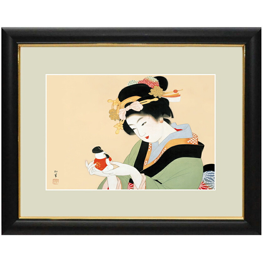 1400 美品 上村松園 「母子」 絹本 日本画 掛軸 工芸印刷 おもてなし 上村松園 作品 「母子」 掛軸 インテリア【ポイント5％還元中