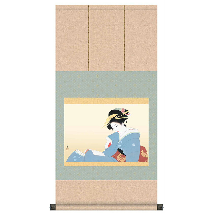 上村松園 作品 「つれづれ」 掛軸 インテリア