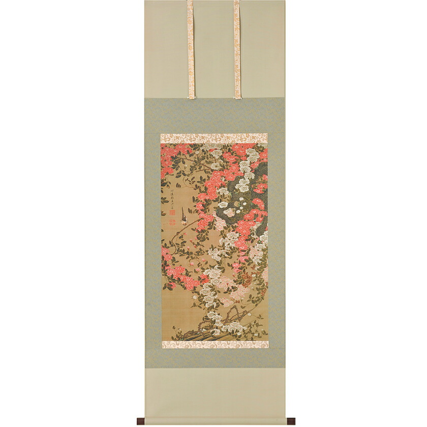 楽天市場】伊藤若冲 動植綵絵 牡丹小禽図 高級仕様 掛軸 美術品