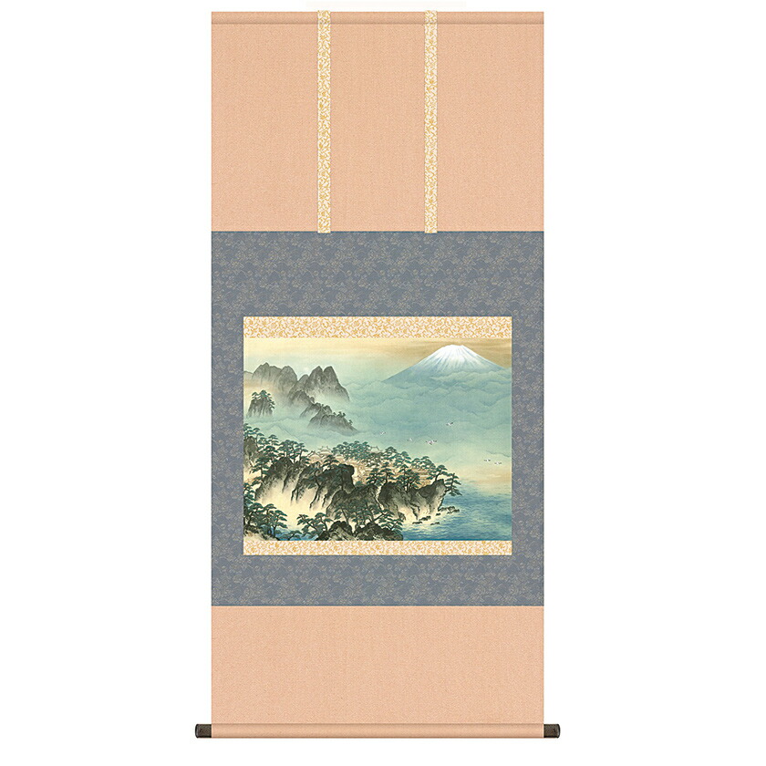 【希少】 掛軸 名品 横山大観 限定複製 蓬莱山図 化粧箱付 922 複製】横山大観/蓬莱山図/織物/掛軸☆宝船☆Z-455の通販 by 掛軸