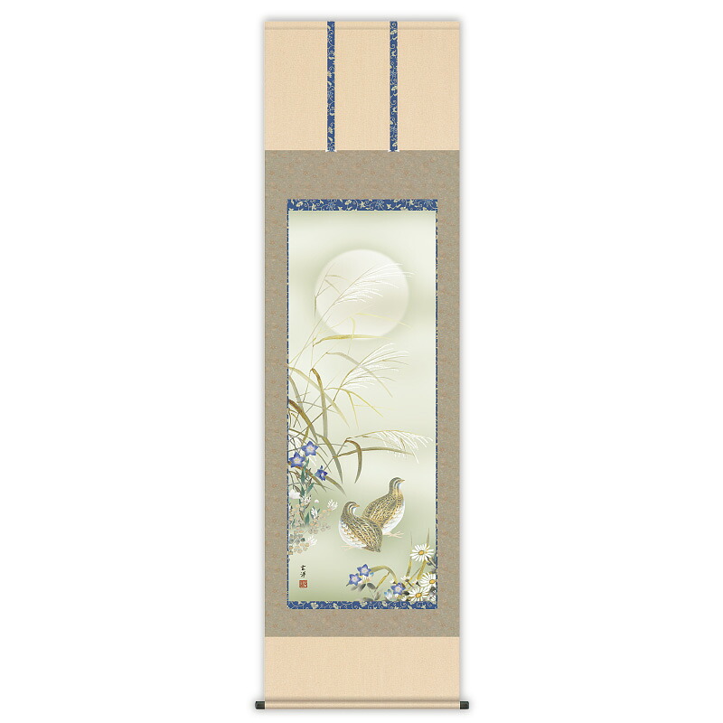秋草に鶉 近藤玄洋 掛け軸