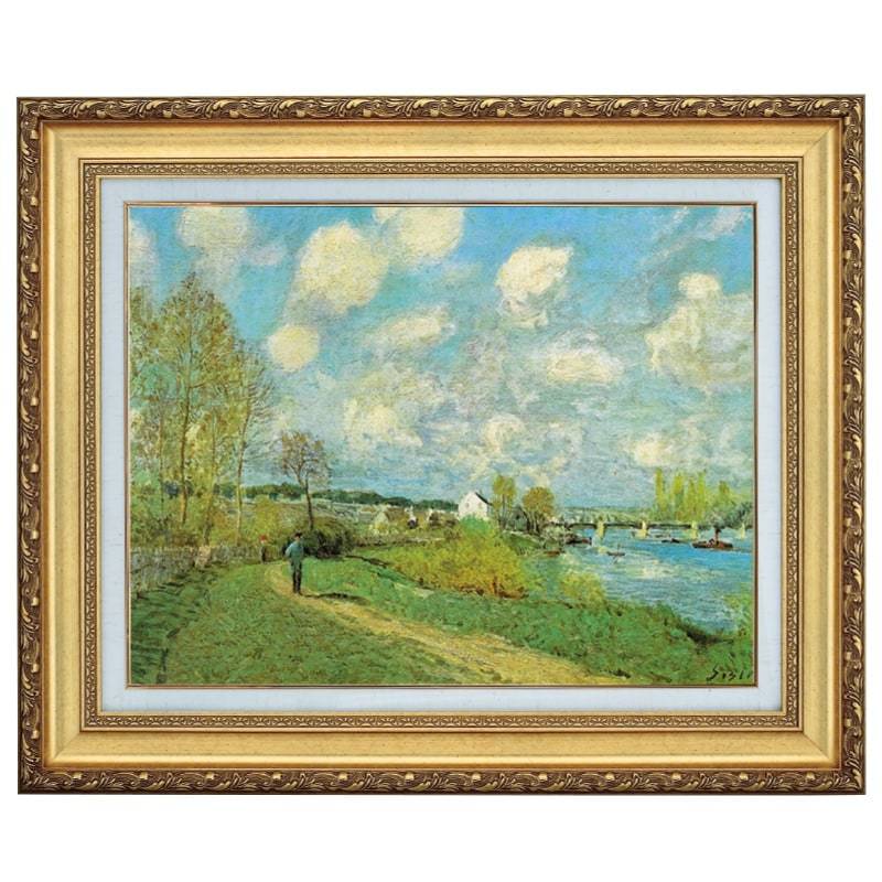 シスレー「川のある風景」10号 立体複製名画 美術品 インテリア|光ネット組合 店
