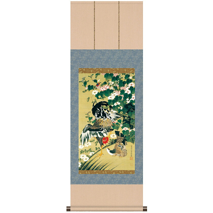 伊藤若冲 動植綵絵 芙蓉双鶏図 掛軸 美術品 インテリア レプリカ グッズ - アートの友社｜光ネット組合 店