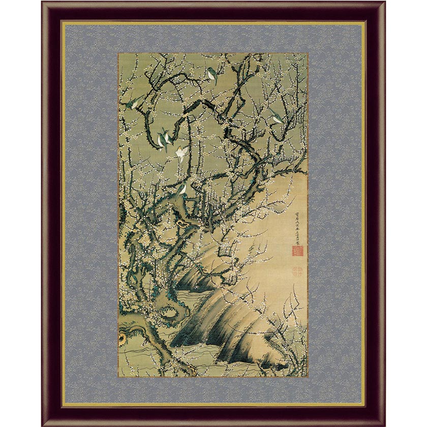 【複製】宮本武蔵「紅梅鳩図」重要文化財 額装済 183×49cm 楽天市場】宮本武蔵 紅梅鳩図 複製絵画 額装 美術品 レプリカ