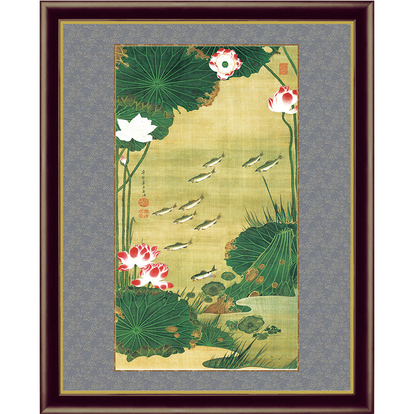 楽天市場】伊藤若冲 動植綵絵 蓮池遊魚図 高級仕様 額 美術品