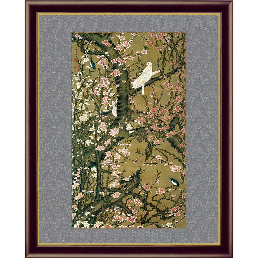 楽天市場】宮本武蔵 紅梅鳩図 複製絵画 額装 美術品 レプリカ