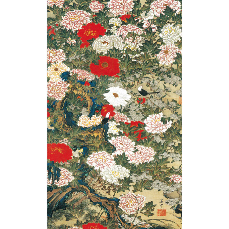 掛軸 秋翠『花鳥図』日本画 絹本 肉筆 箱無 掛け軸 a12078