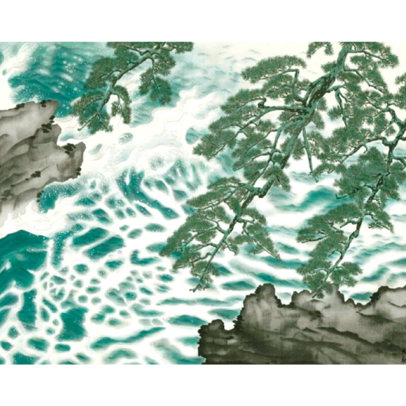 横山大観『波騒ぐ』標準掛軸
