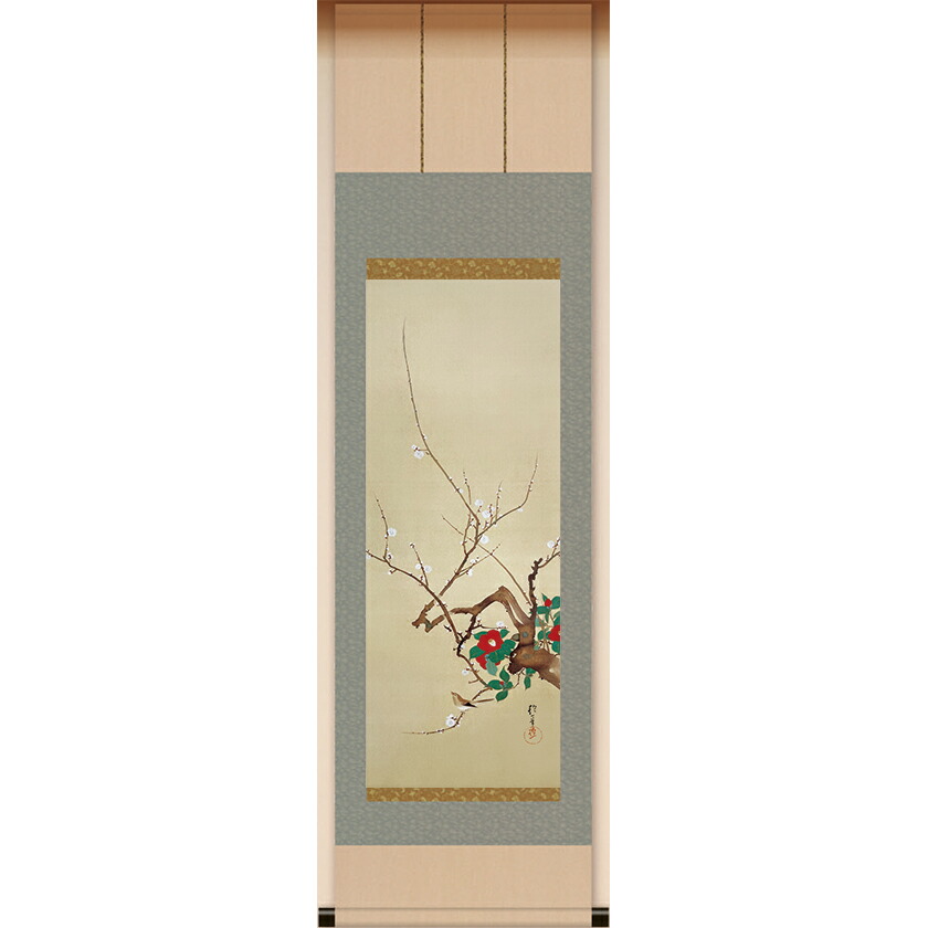 十二月花鳥図 掛軸 セット 木製箱入り a032-14015.jpg