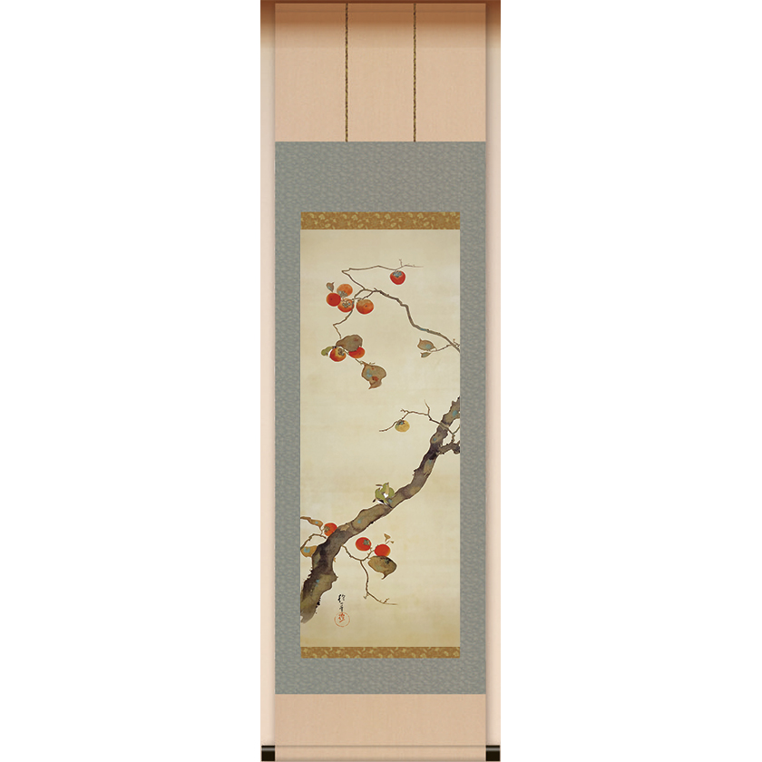 酒井抱一 檜啄木鳥図 工芸品 掛軸 名家伝来 AA-52