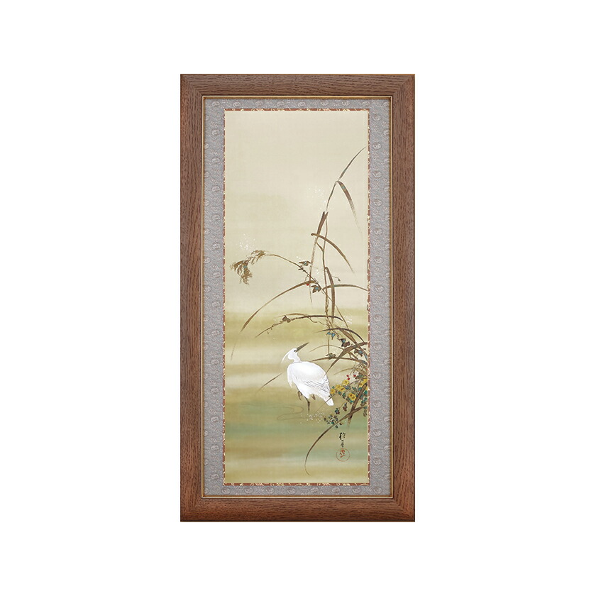 酒井抱一、菖蒲鷭図、超希少・大判画集画、新品高級額装付 酒井抱一「桜に小禽図」複製画 額入り 色紙額 特殊工芸画