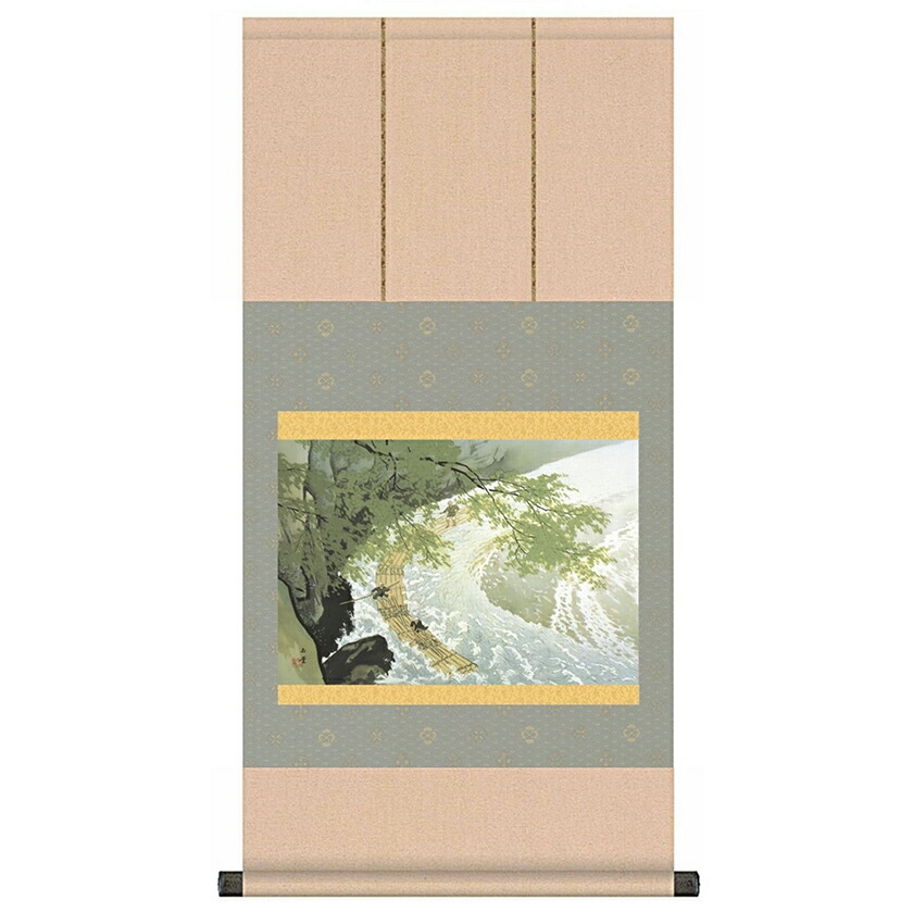 四季山水 夏 筏（いかだ） 川合玉堂 山水画 複製掛軸