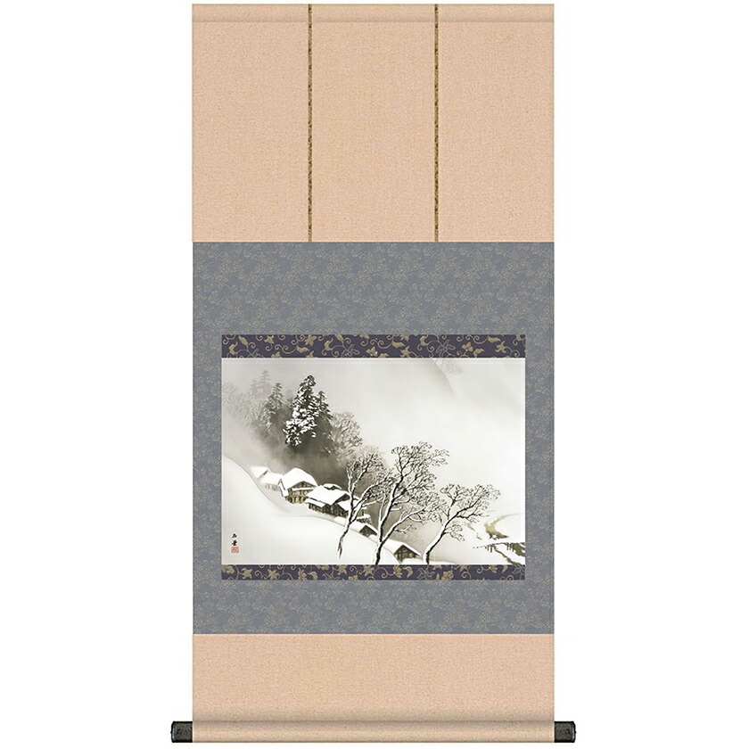 四季山水 冬 吹雪（ふぶき） 川合玉堂 山水画 複製掛軸