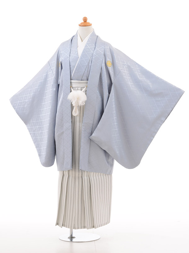 【レンタル】小学生 卒業式 袴 レンタル 男の子〔卒業式袴セット 小学生〕D001グレー&times;白シルバー袴〔12歳男の子〕(☆新品足袋プレゼント☆)小学生 卒業式 袴 レンタル 男の子｜小学校 卒業式 着物〔往復送料無料〕fy16REN07(10P03Dec16)｜京都かしいしょう