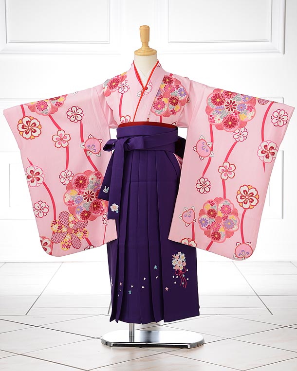 【賃借】〔卒園式〕〔賃借袴〕お坊っちゃん袴賃借0792 サクラ色地花柄【往復貨物輸送無料】【☆新品足袋差し上げ物☆】【卒園式】【RCP】fy16REN07