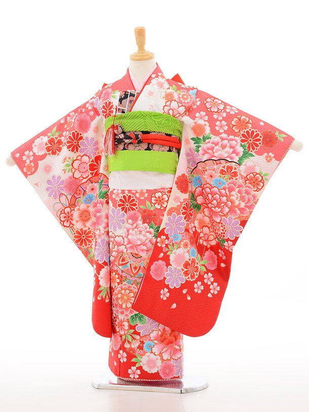 七五三　7歳　青　女の子　着物セット　もみじ 七五三 7歳 青 女の子 着物セット もみじ