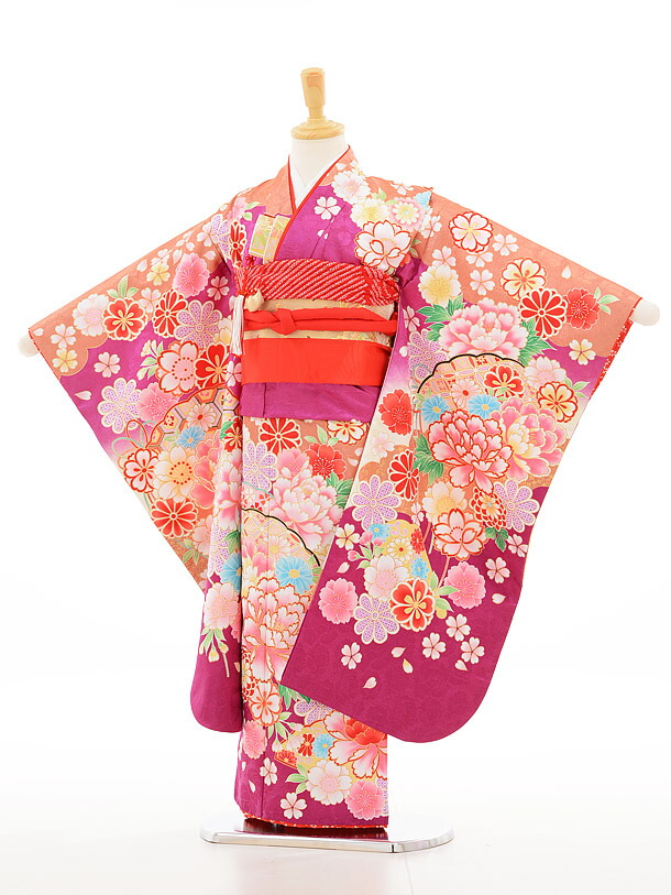 七五三　7歳　8歳　お着物セット 七五三 7歳着物 レンタル フルセット 乙葉 ブランド着物 紫 薬玉