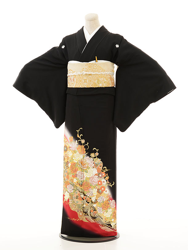 黒留袖 賃借 おすすめ 正絹 3189 ブランド名 桂由美 YumiKatsura 薔薇に波赤 亭主もち着物 留袖 留め袖 お召しもの賃借 婚礼の儀 貸お召しもの フルセット 着物 30代 40代 母じゃ人 姉 妹 血縁グループ 礼拝堂 一般受け 往復貨物輸送無料 新品足袋差し上げ物 【賃借】 和服-着物セット-レディースファッション
