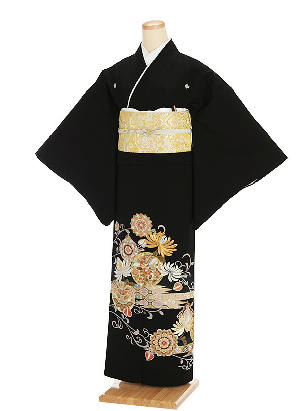 留袖 レンタル〔黒留袖 レンタル〕レンタル留袖6085 菊に鳳凰〔往復送料無料〕〔新品足袋プレゼント〕〔黒留袖/着物レンタル〕〔女性和服〕〔留袖〕〔黒留袖 セット〕〔とめそで トメソデ〕留袖 レンタル留袖 レンタル 留袖レンタルfy16REN07【レンタル】