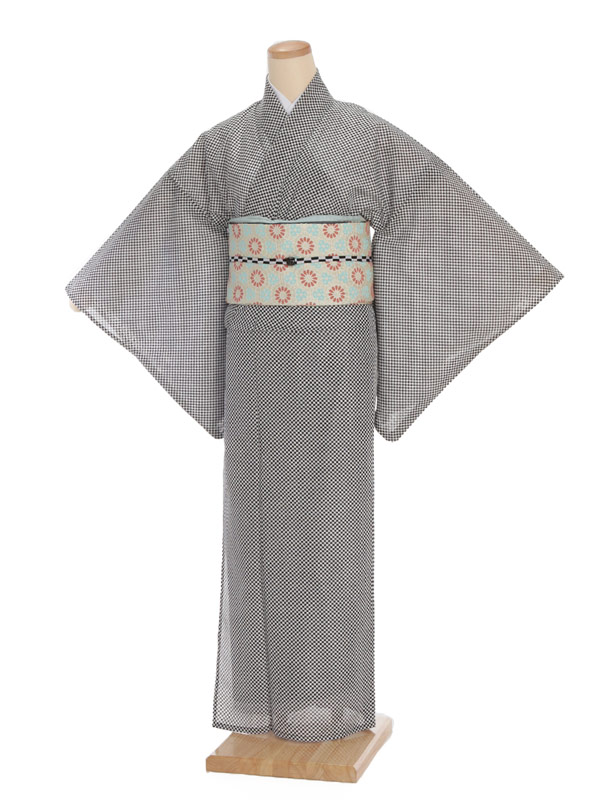 夏 朱夏 短い訪問着 t0064 モノクローム市松飾りつけ 絽 小紋 賃貸 お宮参り 貸御召しもの 茶の葉会 新品足袋差し上げ物 御召しもの お祝い 七五三 茶の葉会 往復貨物輸送無料 お上さん着物 ほうもんぎ ホウモンギ houmongi RCP 夏物【賃貸】