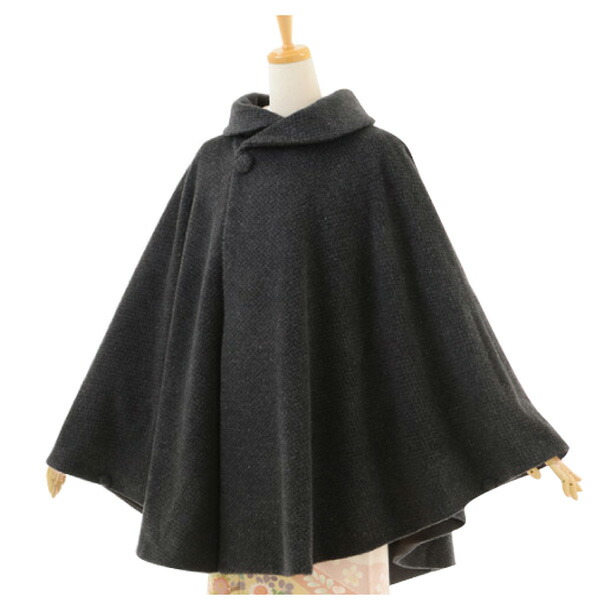 美品 ふりふ ポンチョ ケープ 羽織り 総柄 和柄裏地 ブラック 黒 ウール M 楽天市場】ケープ 着物 コート ポンチョ ぽんちょ 黒 ブラック