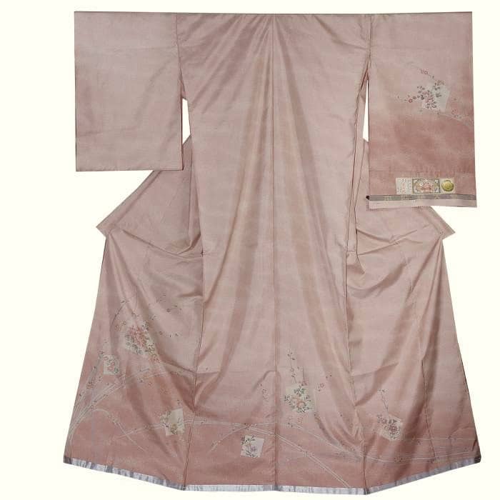 ◆K1170◆美品　正絹縮緬　訪問着　刺繍　辻が花　銀鼠色　袷　丈160cm 正絹訪問着「小花刺繍」 | すべての商品 | きものサロンながしまR&C