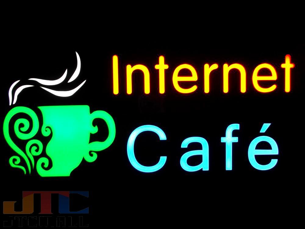 【LED看板はメーカーの生産終了に伴い、今ある在庫限りで販売終了となります。】Internet Cafe インターネット カフェ LED ネオン看板 ネオンサイン 広告 店舗用 アメリカン雑貨 看板 ネオン管