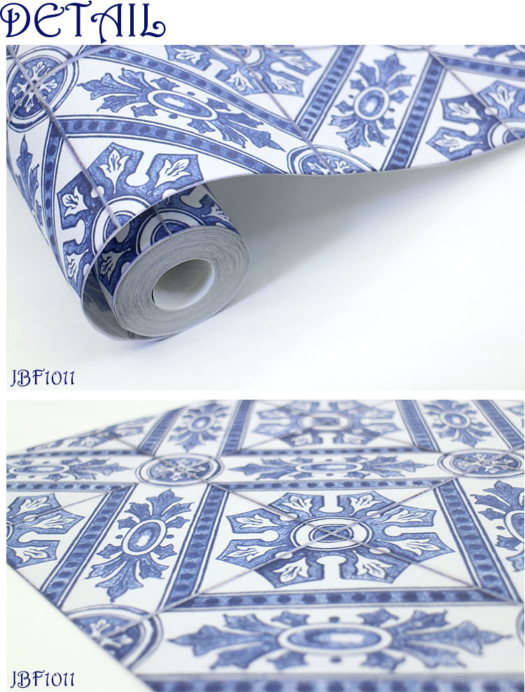 壁紙 Diy Jebrille 貼ってはがせる壁紙 はがせる Wallpaper はがせる アンティーク 賃貸ok フリース壁紙 北欧 タイル柄 ブルー 壁紙 ヴィンテージタイル ジュブリー ロマンチック レトロ ビンテージ モロッコ Diy リアル 壁紙 おしゃれ はがせる壁紙 壁紙革命 賃貸