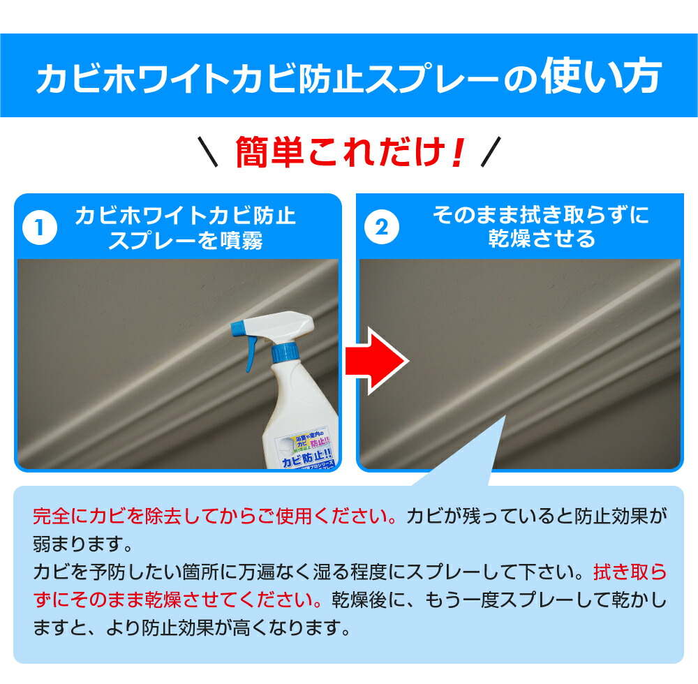楽天市場 カビホワイト カビ取り 長期間カビ防止 かび対策 業務用もｏｋ 掃除 お風呂場のゴムパッキンや浴室 室内のカビを長期間防止 排水溝 キレイ 防カビ剤 バス お風呂洗剤 お風呂掃除 カビ防止スプレー450ｍｌ 長期間カビ防止できる 03kabi ハウス