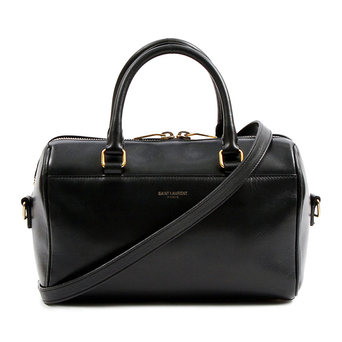 希少　美品　イヴ サンローラン ミニボストン バッグ 黒  YSL レザー 美品 イヴ サンローラン ミニボストンバッグ ハンドバッグ 黒