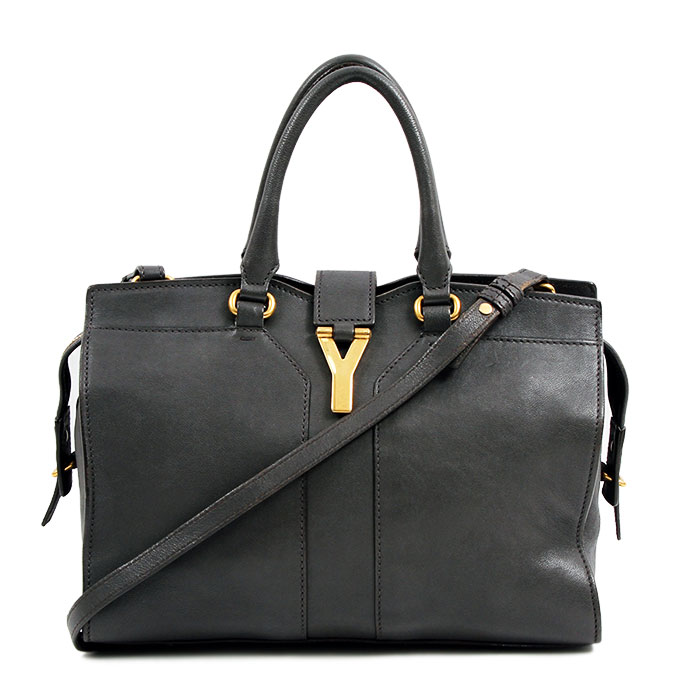 YSL サンローラン グレー レザーハンドバッグ ginzaparis2_1-0207561