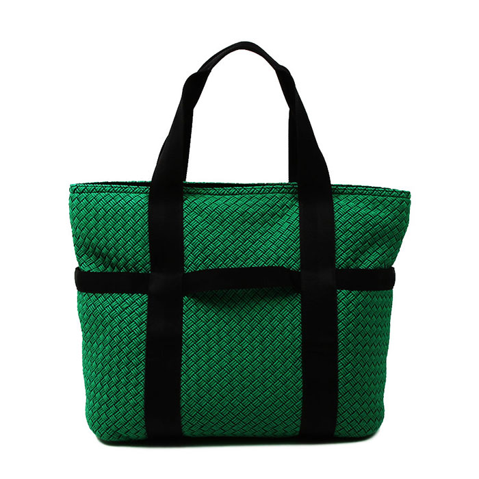 ボッテガヴェネタ BOTTEGA VENETA イントレチャート トートバッグ ボイジャー ジップ グリーン×ブラック 男女兼用 【中古】【送料無料】