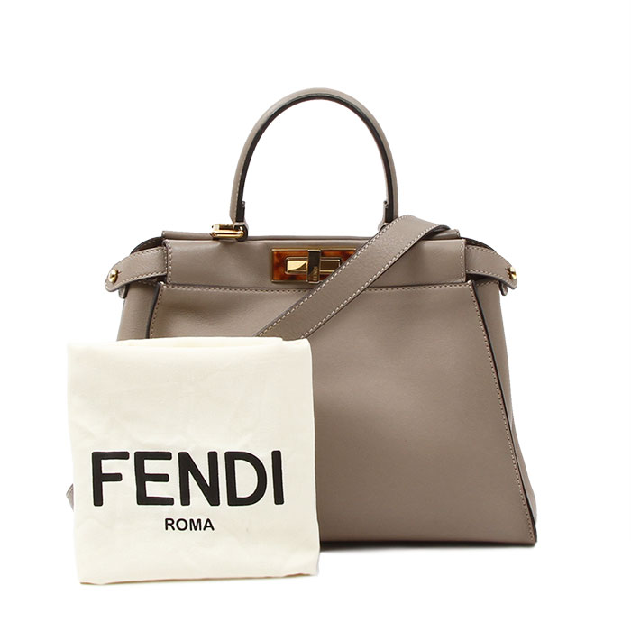 フェンディ FENDI ピーカブー 並み並み 8BN290 グレージュ べっ甲柄 2WAY 御徒面子 卒式 卒園式 はいり込む式 レディース 【中古】【貨物輸送無料】