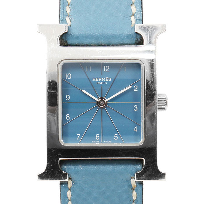 エルメス HERMES Hウォッチ HH1.210 □F刻印 文字盤 ブルー クォーツ レディース【中古】【送料無料】|カドノ質店 店