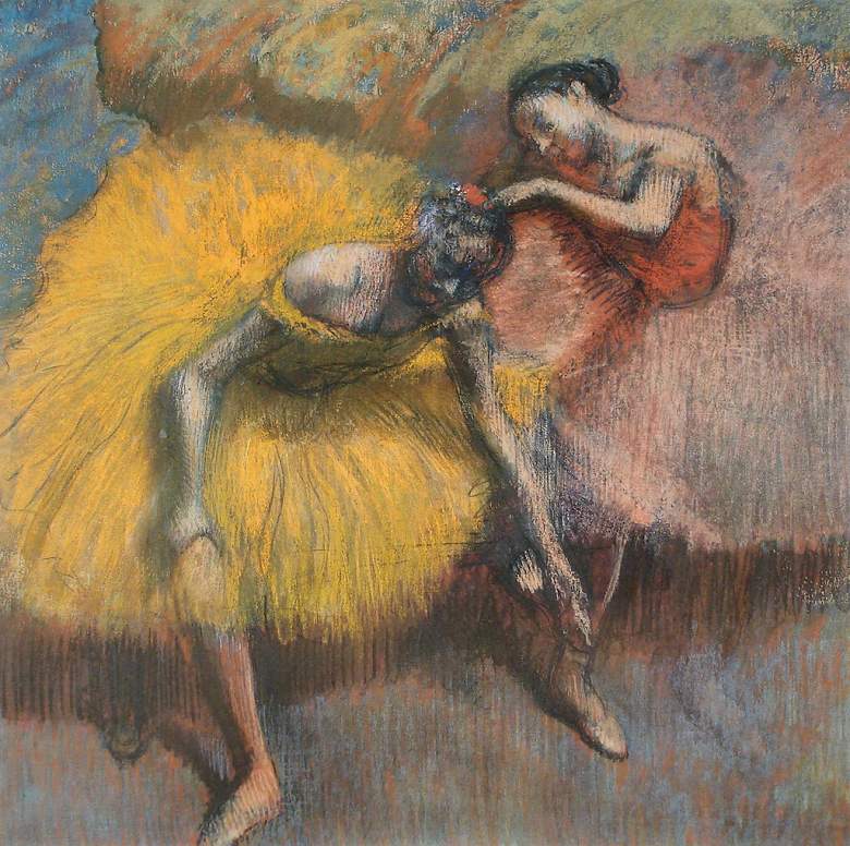 絵画 インテリア 額入り 壁掛け複製油絵エドガー・ドガ 黄色とピンク色の衣装をつけた二人の踊り子 油彩画 複製画 選べる額縁 選べるサイズ|絵画販売のアートギャラリー南青山