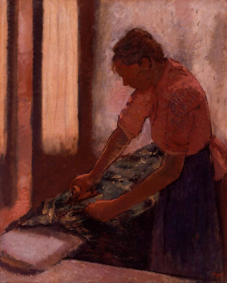 絵画 インテリア 額入り 壁掛け複製油絵エドガー・ドガ アイロンをかける女性 油彩画 複製画 選べる額縁 選べるサイズ|絵画販売のアートギャラリー南青山