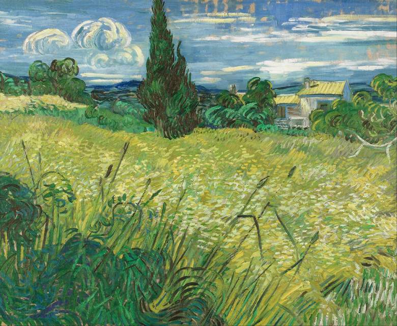 【送料無料】絵画 油彩画複製油絵複製画/ゴッホ 糸杉のある緑の麦畑 【すぐに飾れる豪華額縁付 キャンバス】|絵画販売のアートギャラリー南青山