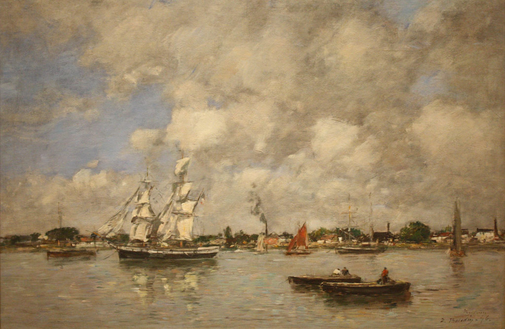【送料無料】絵画 油彩画複製油絵複製画/ウジェーヌ・ブーダン ボルドー、ガロンヌ川のボート 【すぐに飾れる豪華額縁付 キャンバス】|絵画販売のアートギャラリー南青山