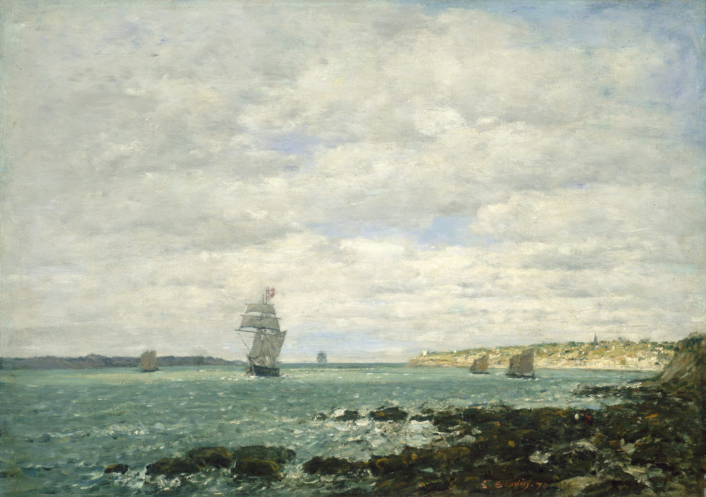 【送料無料】絵画 油彩画複製油絵複製画/ウジェーヌ・ブーダン ブルターニュ半島の海岸 【すぐに飾れる豪華額縁付 キャンバス】|絵画販売のアートギャラリー南青山
