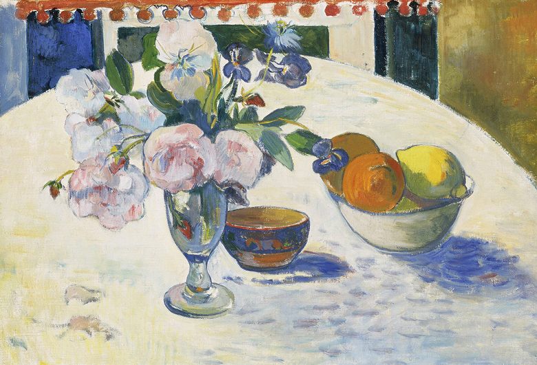 正規販売店】 油絵 油彩画 絵画 複製画 ポール ゴーギャン 卓上の花と 