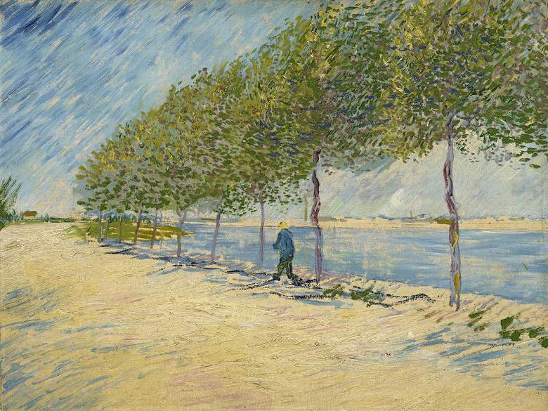 【送料無料】絵画 油彩画複製油絵複製画/ゴッホ アニエール近くのセーヌ川岸を歩く 選べるサイズ 選べる額縁 【すぐに飾れる豪華額縁付 キャンバス】｜絵画販売のアートギャラリー南青山