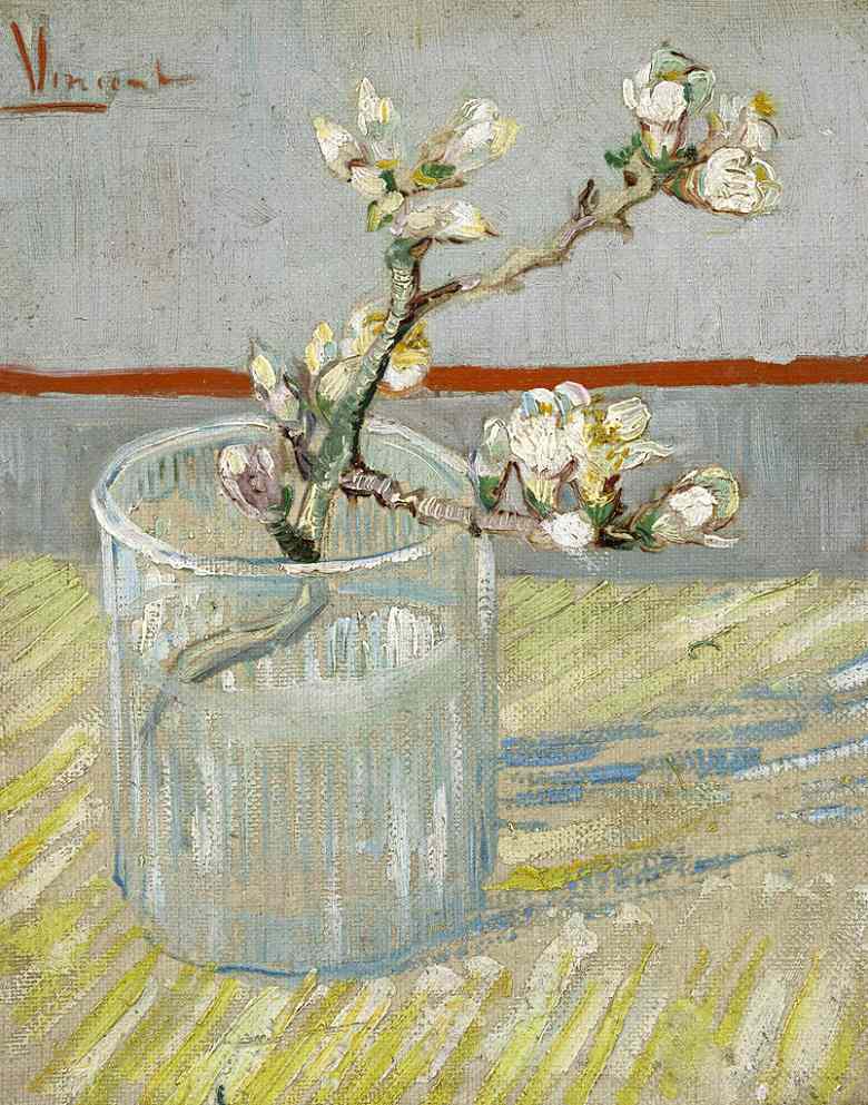 【送料無料】絵画 油彩画複製油絵複製画/ゴッホ グラスに入れた花咲くアーモンドの枝 【すぐに飾れる豪華額縁付 キャンバス】|絵画販売のアートギャラリー南青山