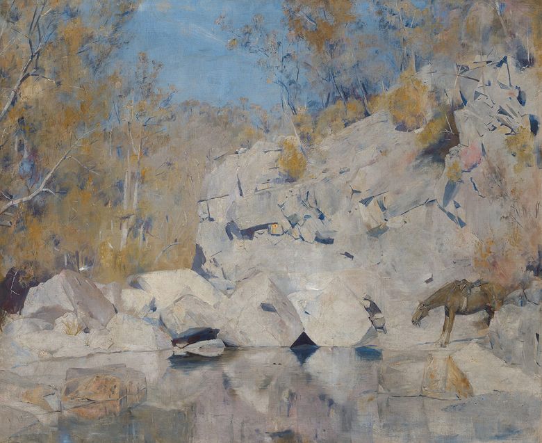 絵画 インテリア 額入り 壁掛け複製油絵トム・ロバーツ マキンタイア川の一角 油彩画 複製画 選べる額縁 選べるサイズ|絵画販売のアートギャラリー南青山