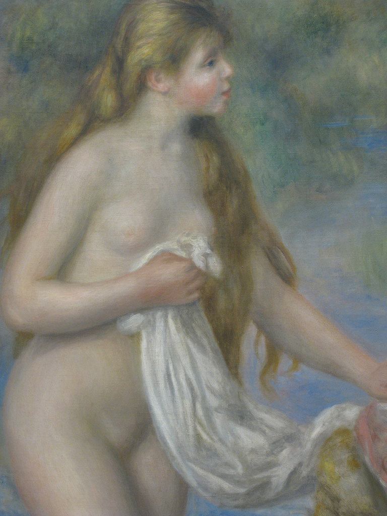 絵画 インテリア 額入り 壁掛け複製油絵ピエール＝オーギュスト・ルノワール 髪長き水浴の乙女 選べるサイズ　選べる額縁 油彩画 複製画 選べる額縁 選べるサイズ｜絵画販売のアートギャラリー南青山