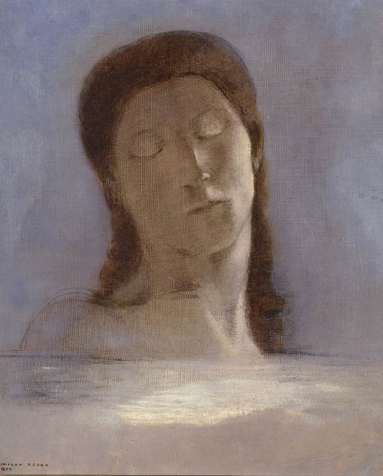 絵画 インテリア 額入り 壁掛け複製油絵オディロン・ルドン 目を閉じて 油彩画 複製画 選べる額縁 選べるサイズ|絵画販売のアートギャラリー南青山