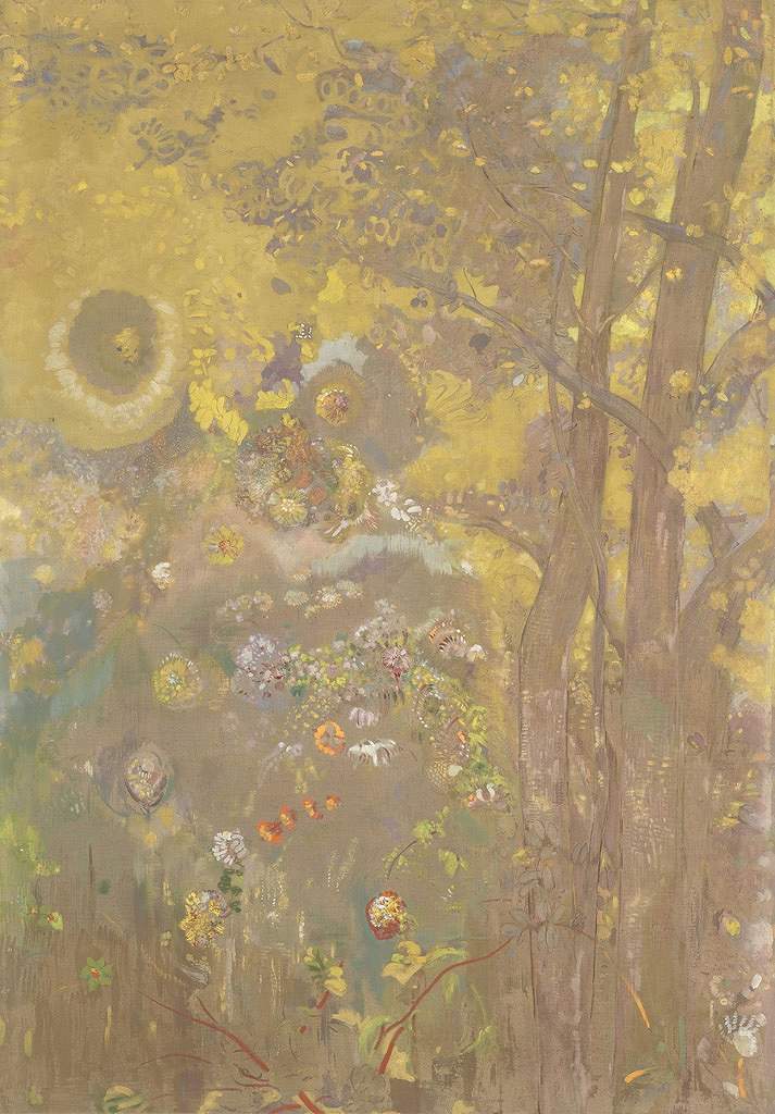 絵画 インテリア 額入り 壁掛け複製油絵オディロン・ルドン 黄色い背景の木々 選べるサイズ　選べる額縁 油彩画 複製画 選べる額縁 選べるサイズ｜絵画販売のアートギャラリー南青山