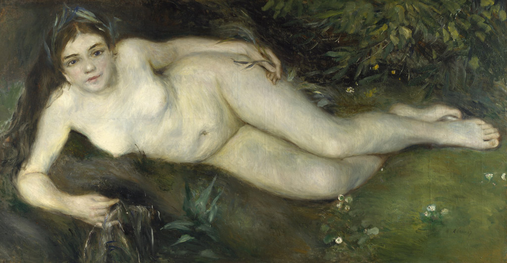 【送料無料】絵画 油彩画複製油絵複製画/ピエール=オーギュスト・ルノワール 小川の傍のニンフ 【すぐに飾れる豪華額縁付 キャンバス】|絵画販売のアートギャラリー南青山